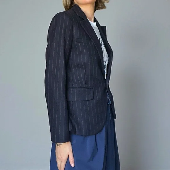 Veronica Beard Tyra Dickey Navy Pinstripe Blazer Jacket Preppy Academia Size 2 - Picture 3 of 15